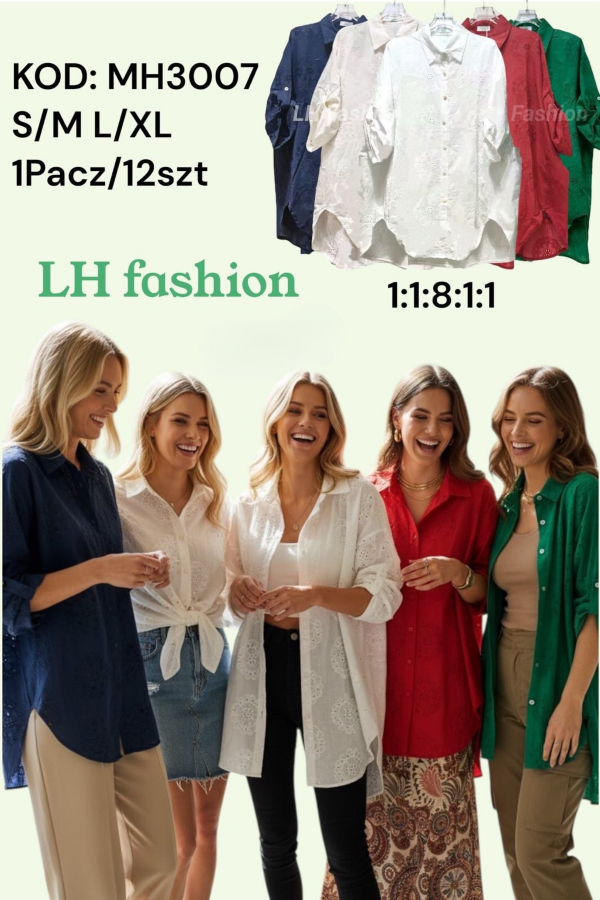 Koszule damskie Roz S/M-L/XL, Mix Kolor Paczka 12 szt